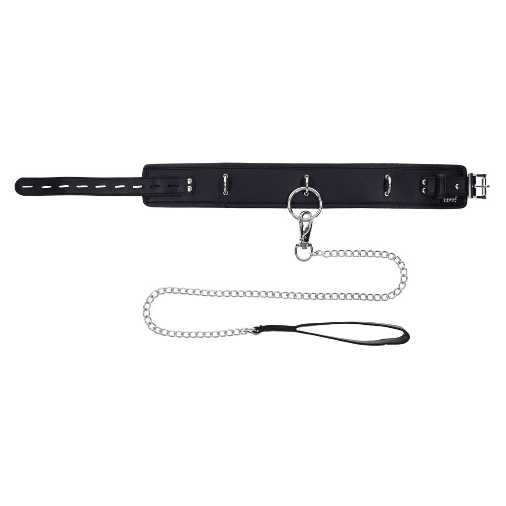 EDGE Collar & Leash - Neck Restraint with Heavy Duty Metal Leash - Black - BONDAGE - TOYS - Mr and Mrs D's