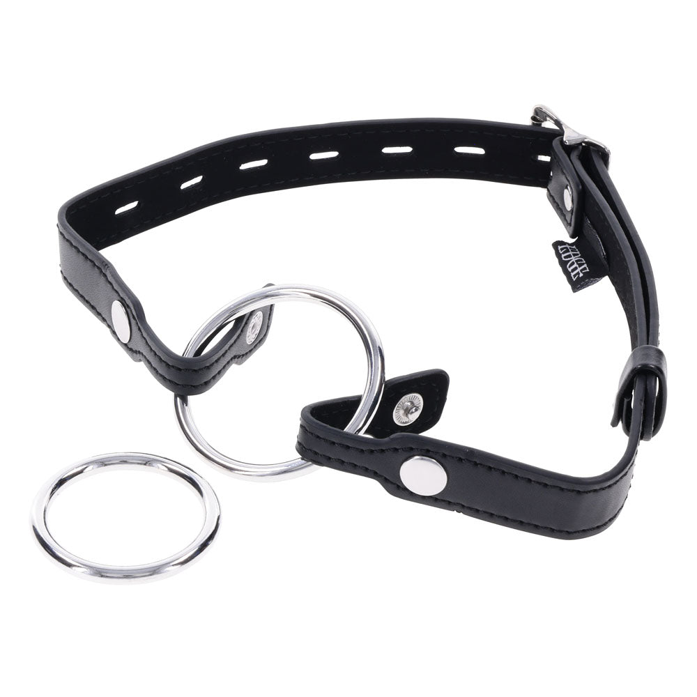 EDGE Interchangeable Ring Gag - Black Mouth Gag Restraint with 2 Interchangeable Pieces - BONDAGE - TOYS - Mr and Mrs D's