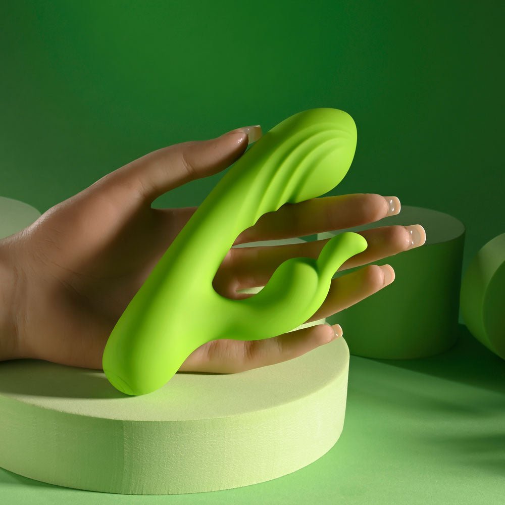 Evolved BRAT BUNNY Rabbit Vibrator - Green 16.2 cm USB Rechargeable - VIBRATORS - Mr and Mrs D's