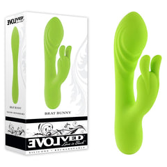 Evolved BRAT BUNNY Rabbit Vibrator - Green 16.2 cm USB Rechargeable - VIBRATORS - Mr and Mrs D's