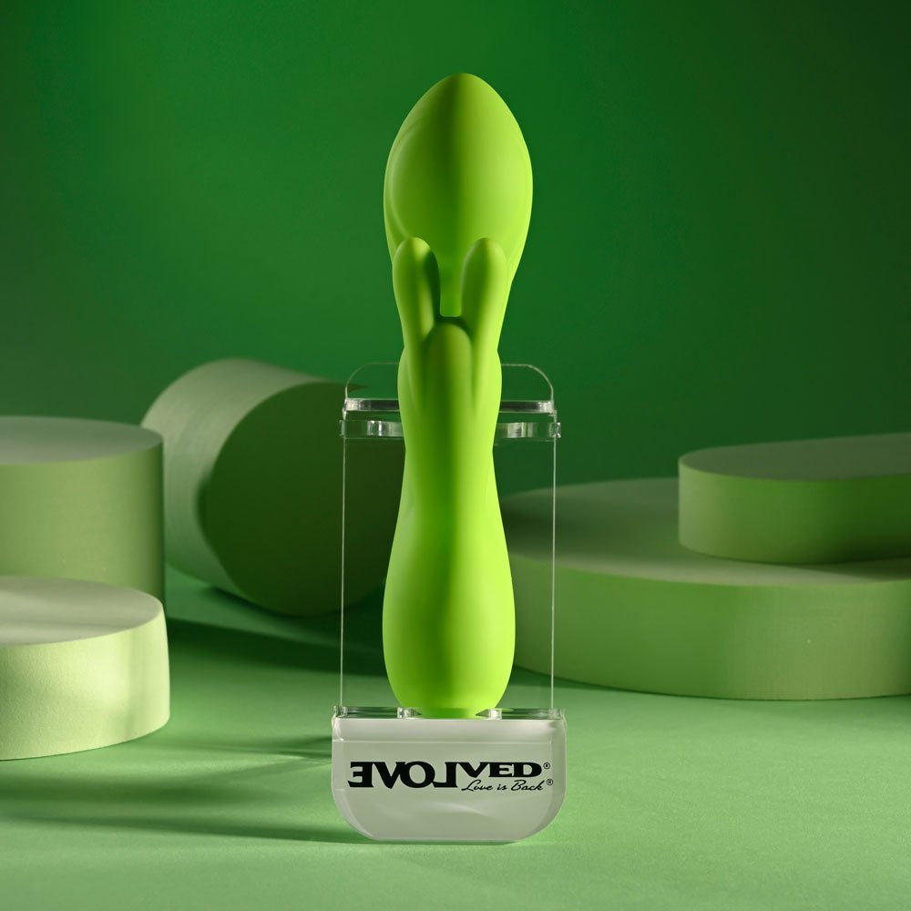 Evolved BRAT BUNNY Rabbit Vibrator - Green 16.2 cm USB Rechargeable - VIBRATORS - Mr and Mrs D's