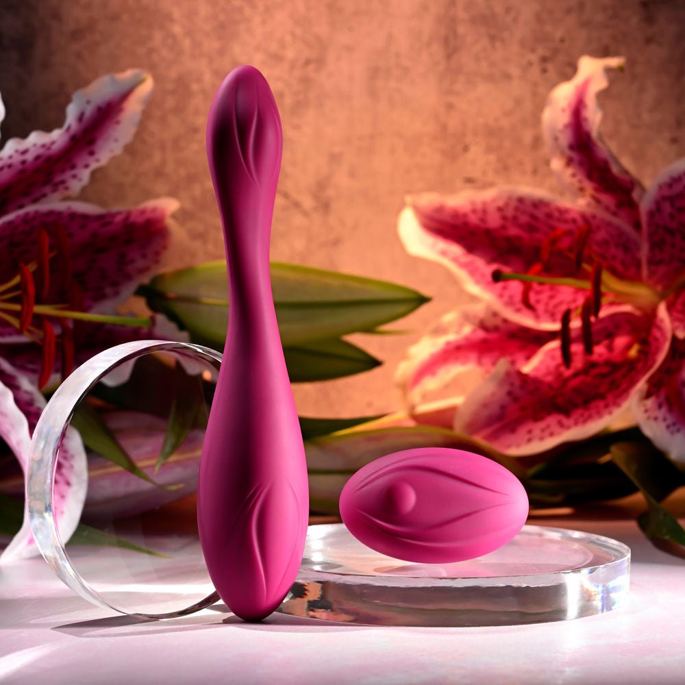 Evolved CHERRY POSE - Pink 16.1 cm USB Rechargeable Flexible & Posable Vibrator with Remote - Mr and Mrs D's