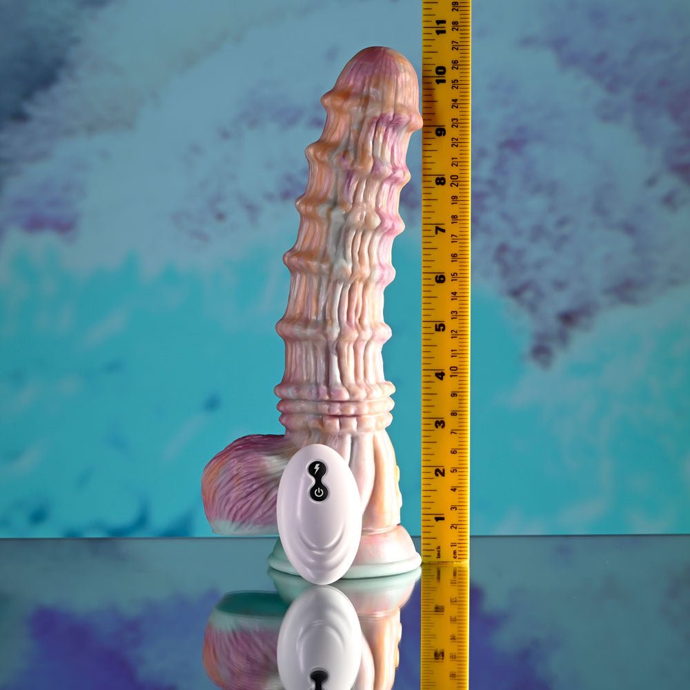 Evolved FANTASY - Multicoloured 27.6 cm USB Rechargeable Vibrating Fantasy Dildo with Remote - Mr and Mrs D's