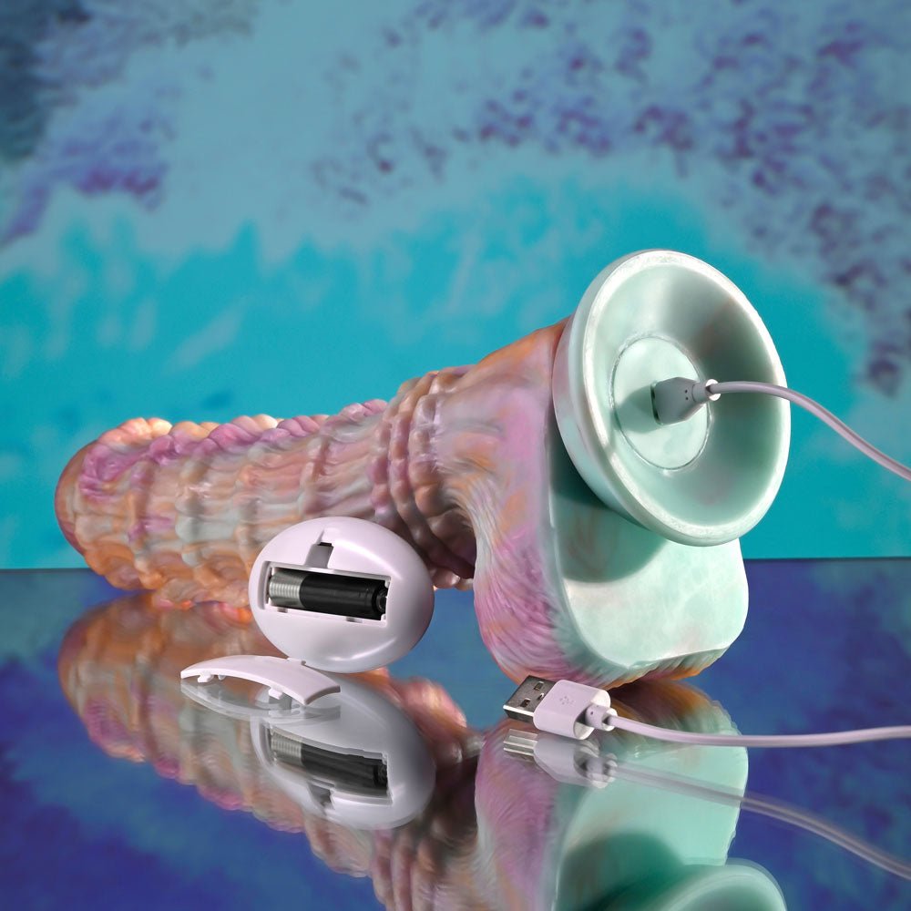 Evolved FANTASY - Multicoloured 27.6 cm USB Rechargeable Vibrating Fantasy Dildo with Remote - Mr and Mrs D's