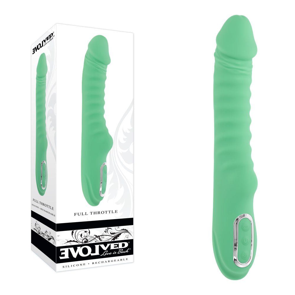Evolved FULL THROTTLE Vibrator - Mint Green 24.1 cm USB Rechargeable - VIBRATORS - Mr and Mrs D's