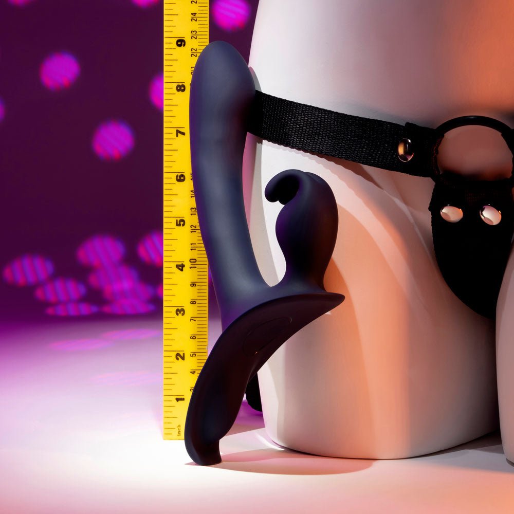 Evolved GIVING VIBES - Black 14.6 cm USB Rechargeable Vibrating Strap - On with Remote - STRAP - ONS - Mr and Mrs D's