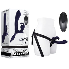Evolved GIVING VIBES - Black 14.6 cm USB Rechargeable Vibrating Strap - On with Remote - Mr and Mrs D's