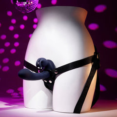 Evolved GIVING VIBES - Black 14.6 cm USB Rechargeable Vibrating Strap - On with Remote - STRAP - ONS - Mr and Mrs D's