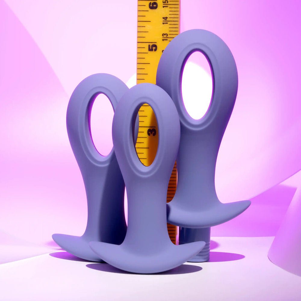 Evolved HOLE PUNCH PLUG SET - Purple Butt Plugs with Interchangeable Bullet - Set of 3 Sizes - Mr and Mrs D's