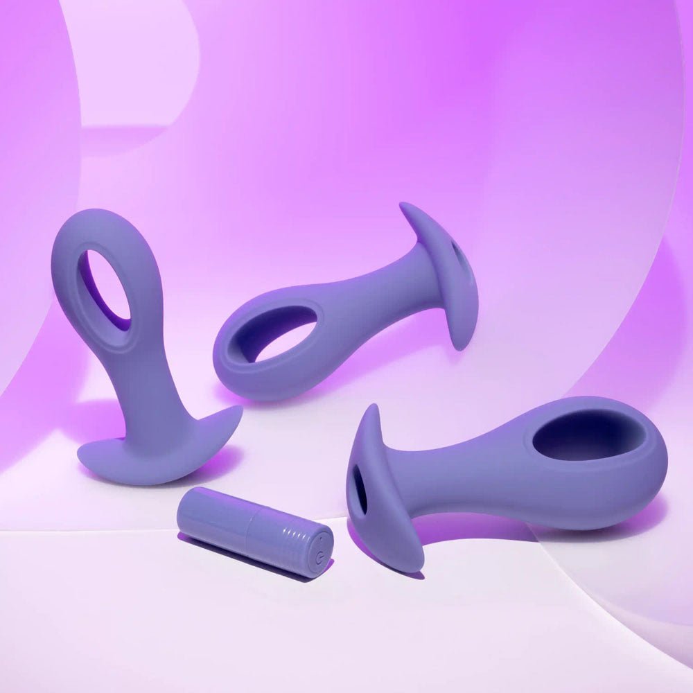 Evolved HOLE PUNCH PLUG SET - Purple Butt Plugs with Interchangeable Bullet - Set of 3 Sizes - Mr and Mrs D's