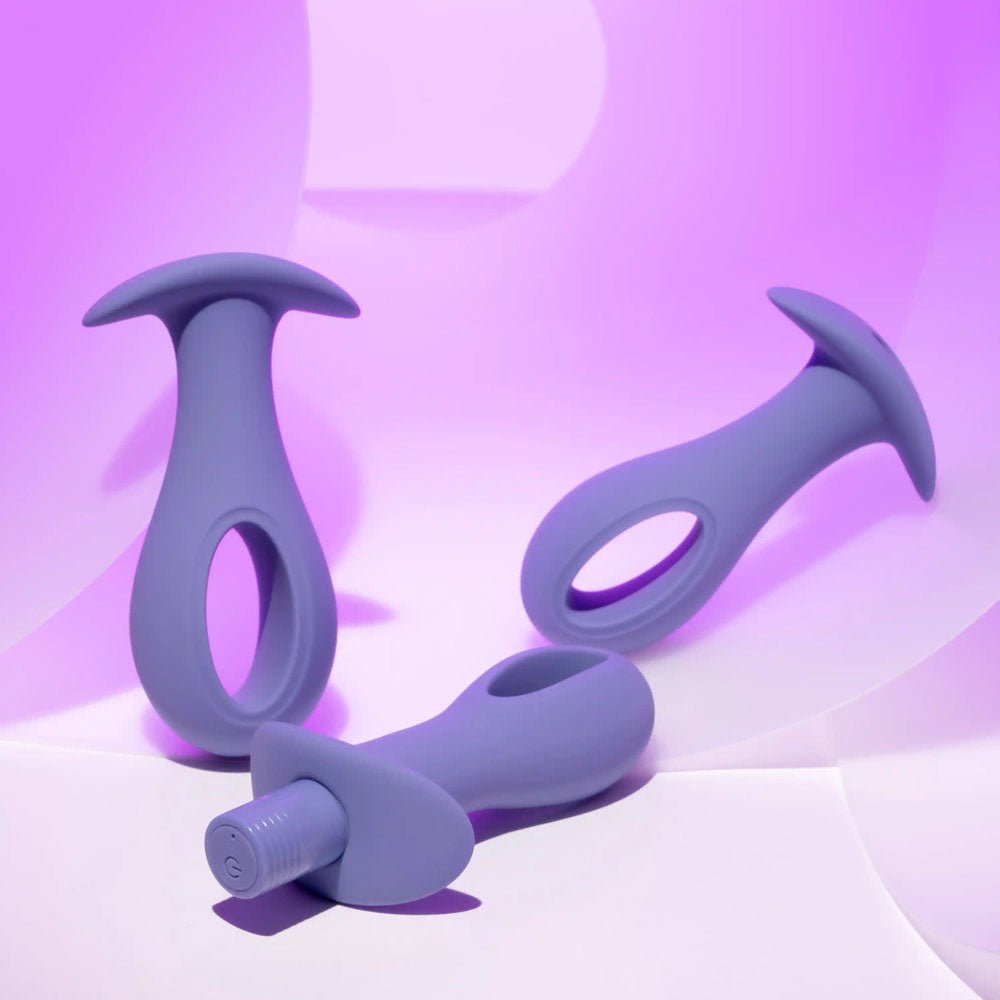 Evolved HOLE PUNCH PLUG SET - Purple Butt Plugs with Interchangeable Bullet - Set of 3 Sizes - Mr and Mrs D's