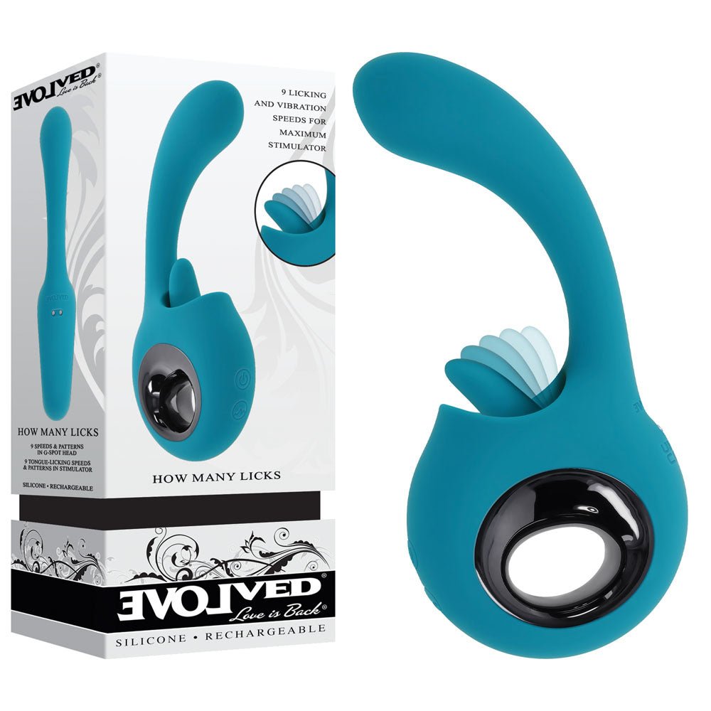 Evolved HOW MANY LICKS - Blue 17.8 cm USB Rechargeable Vibrator with Flicking Stimulator - Mr and Mrs D's