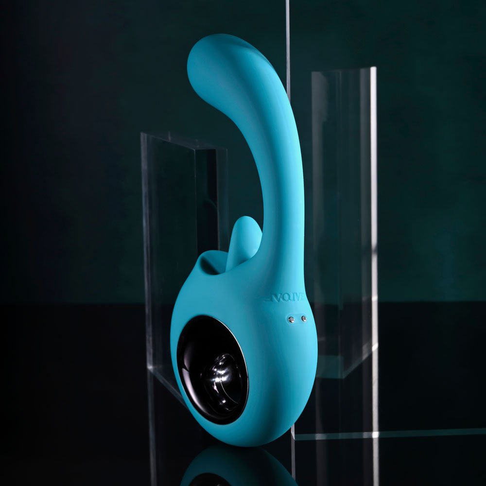 Evolved HOW MANY LICKS - Blue 17.8 cm USB Rechargeable Vibrator with Flicking Stimulator - VIBRATORS - Mr and Mrs D's