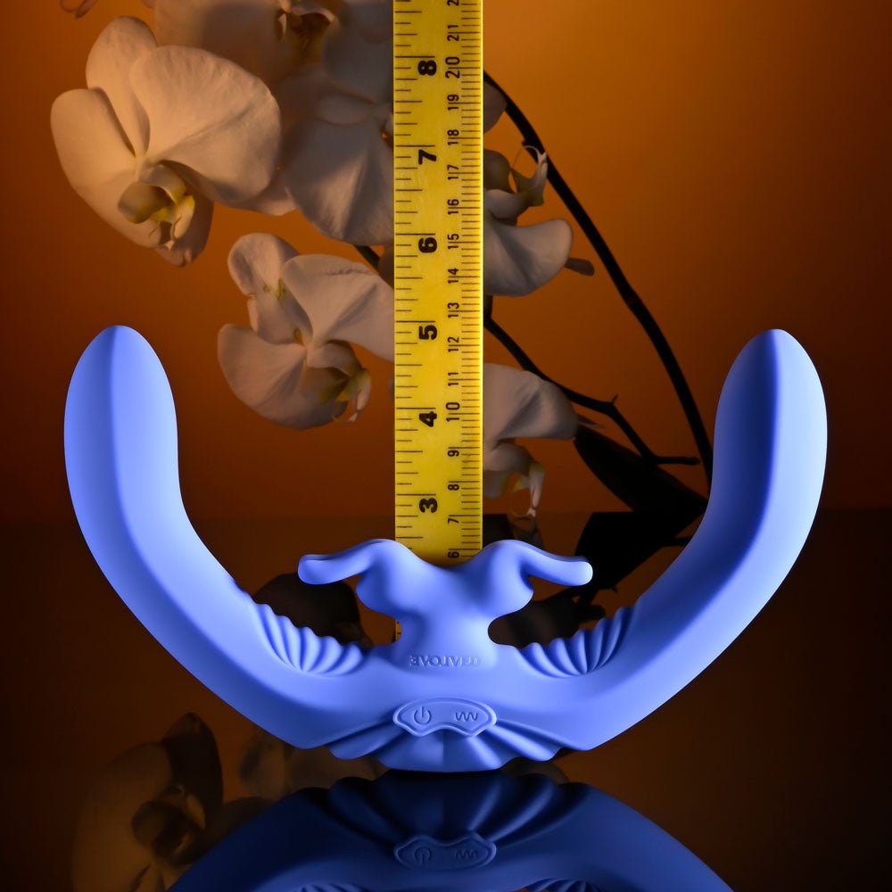 Evolved LOVEBIRDS - Purple 20.8 cm USB Rechargeable Double - Ended Rabbit Vibrator with Remote - Mr and Mrs D's