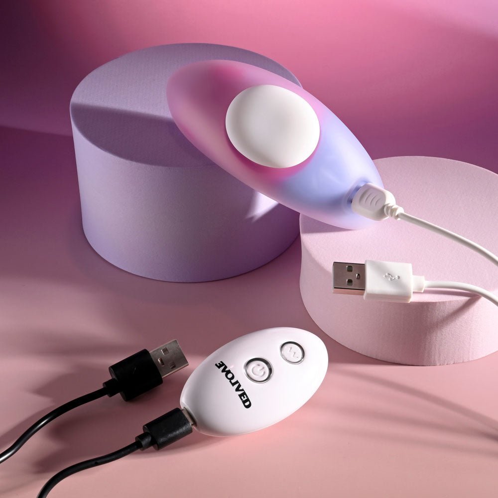 Evolved PARADISE PANTY - Pink/Purple USB Rechargeable Panty Vibrator with Remote Control - Mr and Mrs D's