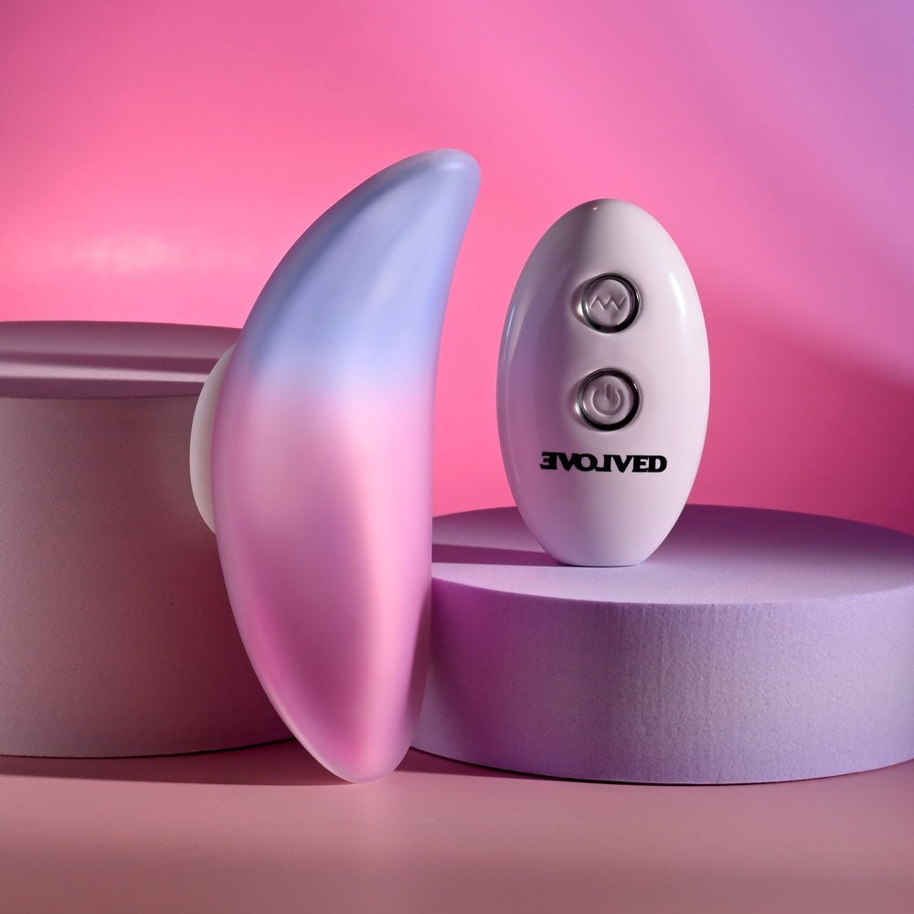 Evolved PARADISE PANTY - Pink/Purple USB Rechargeable Panty Vibrator with Remote Control - Mr and Mrs D's