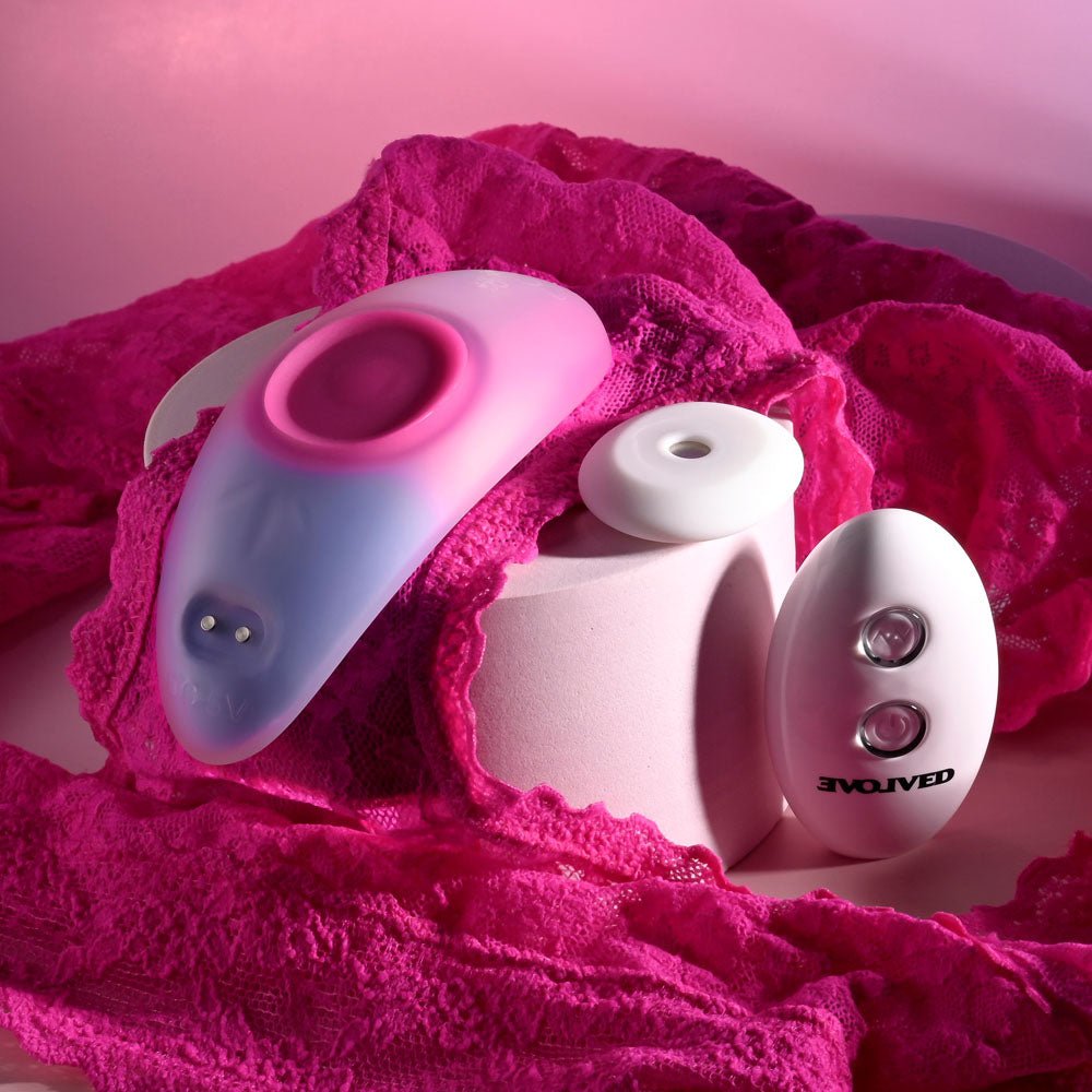 Evolved PARADISE PANTY - Pink/Purple USB Rechargeable Panty Vibrator with Remote Control - Mr and Mrs D's