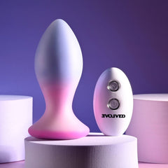 Evolved PARADISE PLUG - Pink/Purple 10.5 cm USB Rechargeable Vibrating Butt Plug with Wireless Remote - ANAL TOYS - Mr and Mrs D's