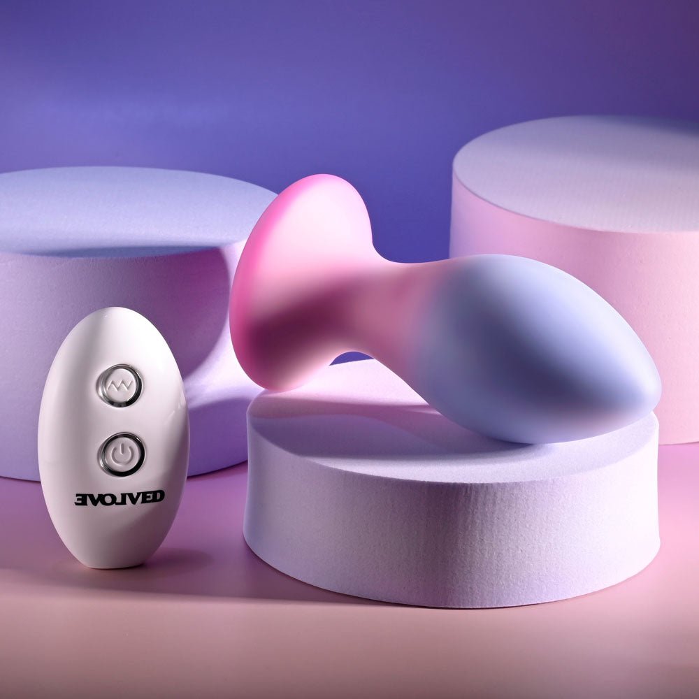Evolved PARADISE PLUG - Pink/Purple 10.5 cm USB Rechargeable Vibrating Butt Plug with Wireless Remote - ANAL TOYS - Mr and Mrs D's