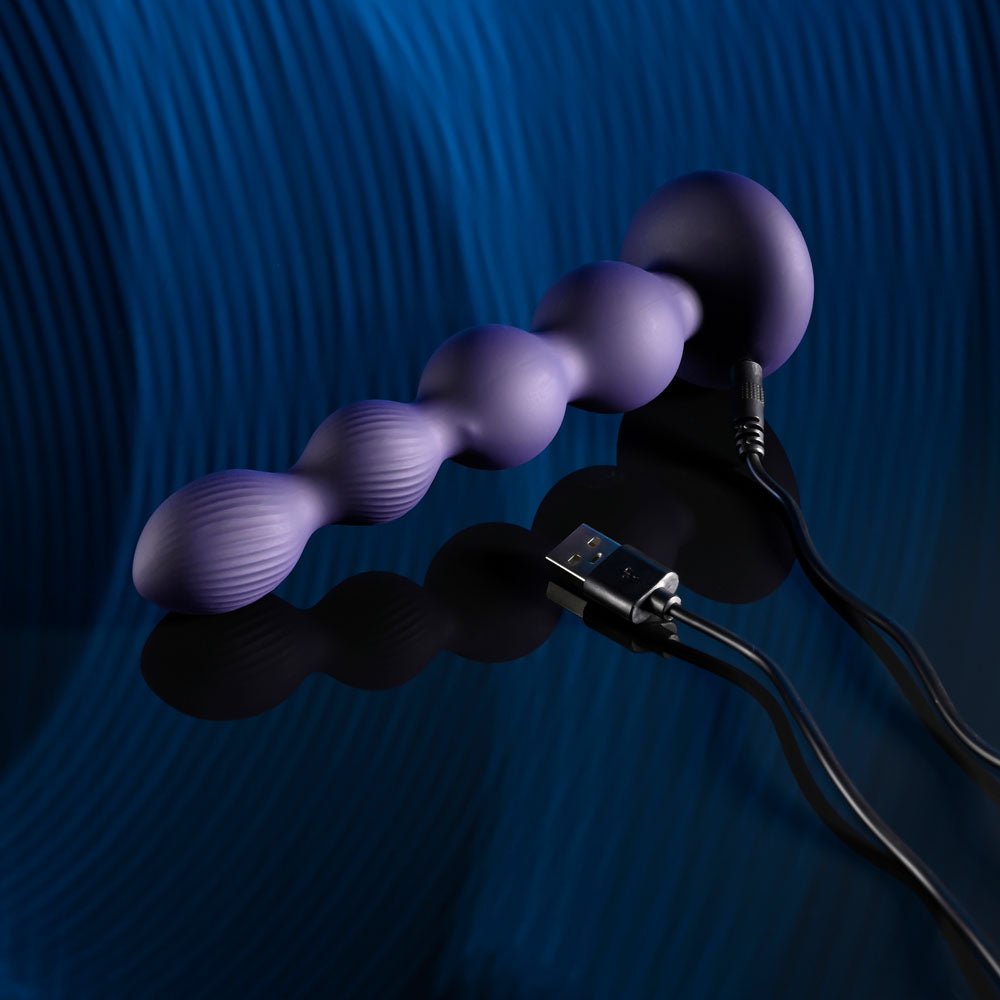 Evolved PLEASURE ORBIT - Navy Blue 17.8 cm USB Rechargeable Twirling & Vibrating Anal Beads with Remote - ANAL TOYS - Mr and Mrs D's