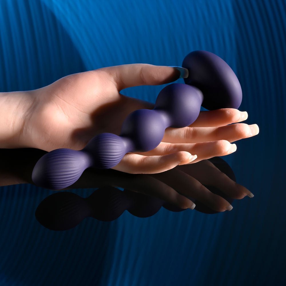 Evolved PLEASURE ORBIT - Navy Blue 17.8 cm USB Rechargeable Twirling & Vibrating Anal Beads with Remote - ANAL TOYS - Mr and Mrs D's