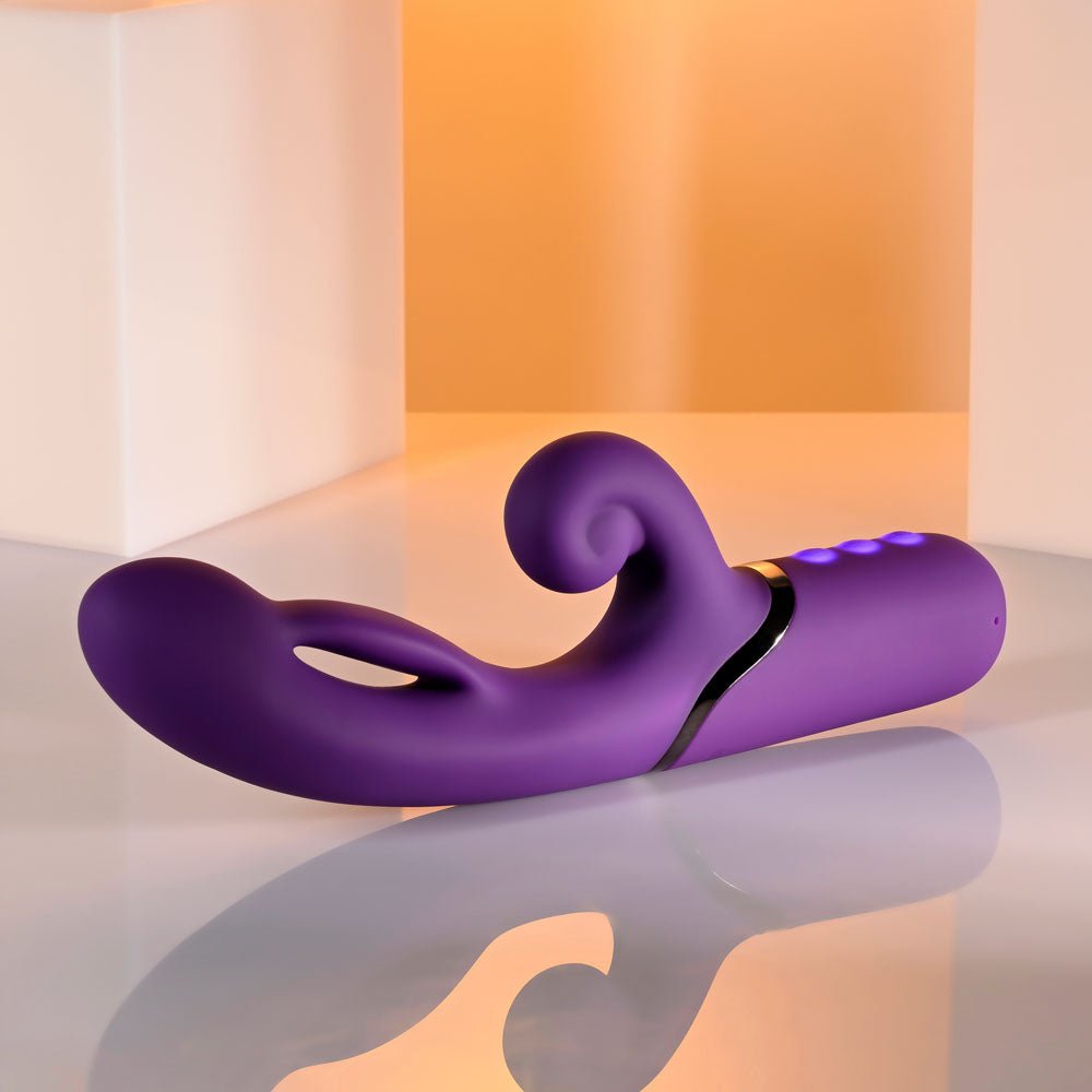 Evolved PLEASURE PUFF Inflatable Rabbit Vibrator - Purple 24.1 cm USB Rechargeable - VIBRATORS - Mr and Mrs D's