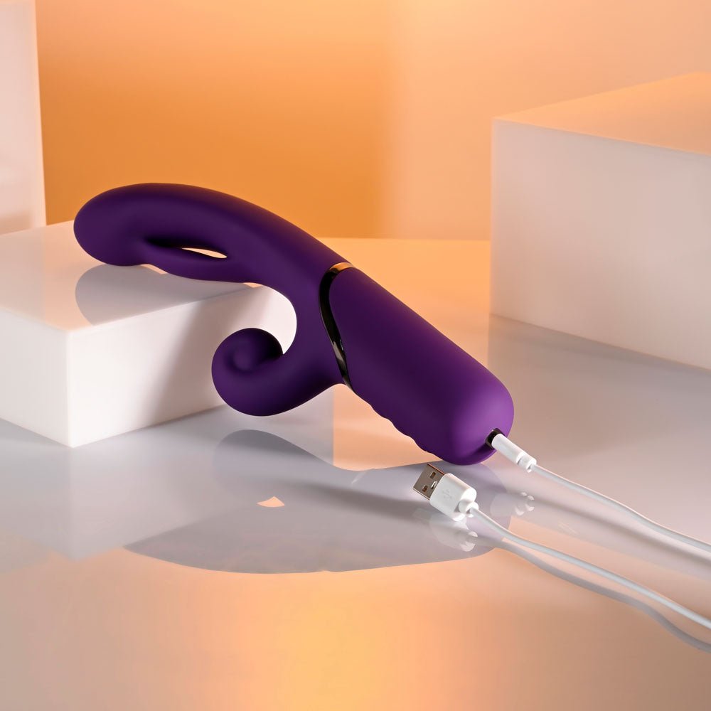 Evolved PLEASURE PUFF Inflatable Rabbit Vibrator - Purple 24.1 cm USB Rechargeable - VIBRATORS - Mr and Mrs D's