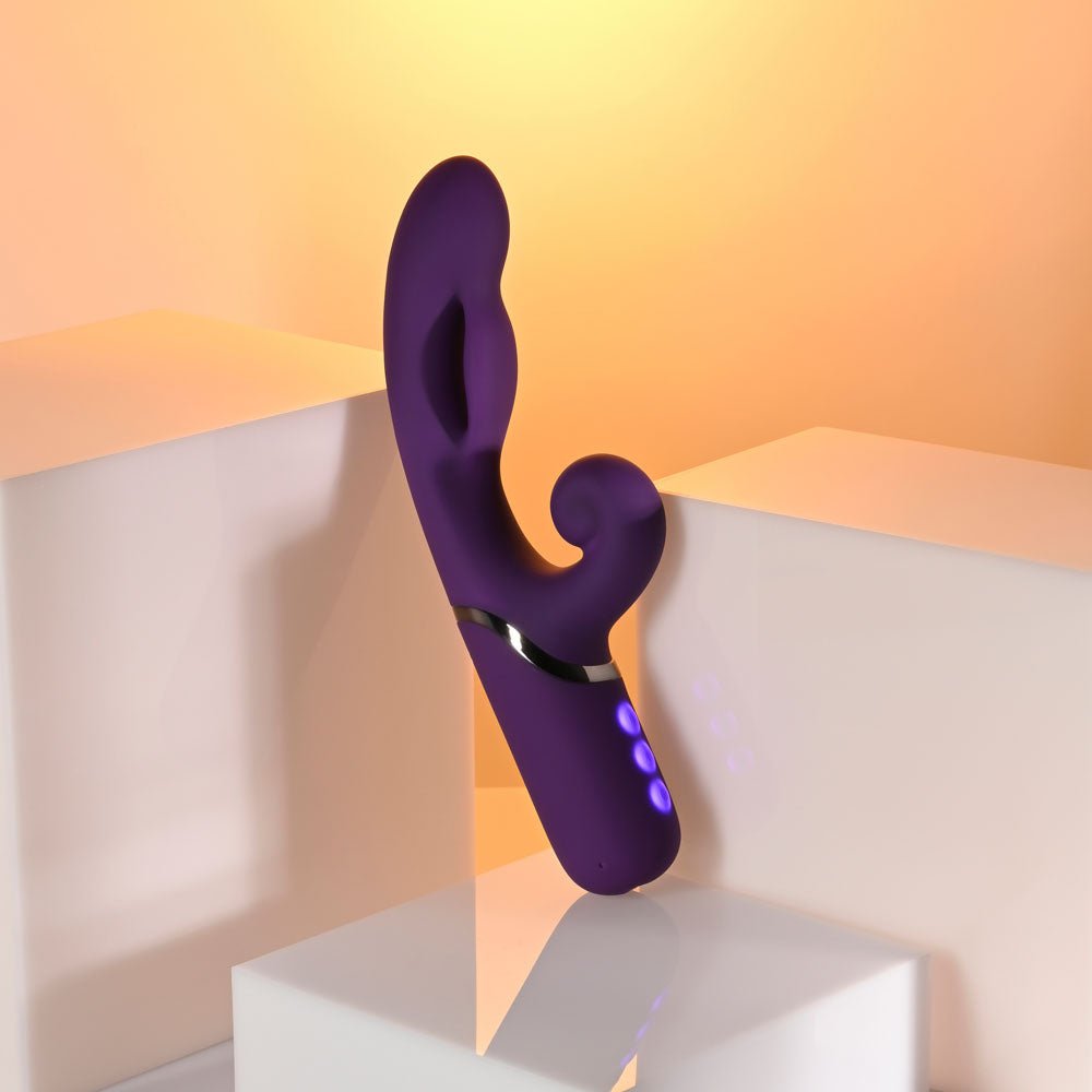 Evolved PLEASURE PUFF Inflatable Rabbit Vibrator - Purple 24.1 cm USB Rechargeable - VIBRATORS - Mr and Mrs D's