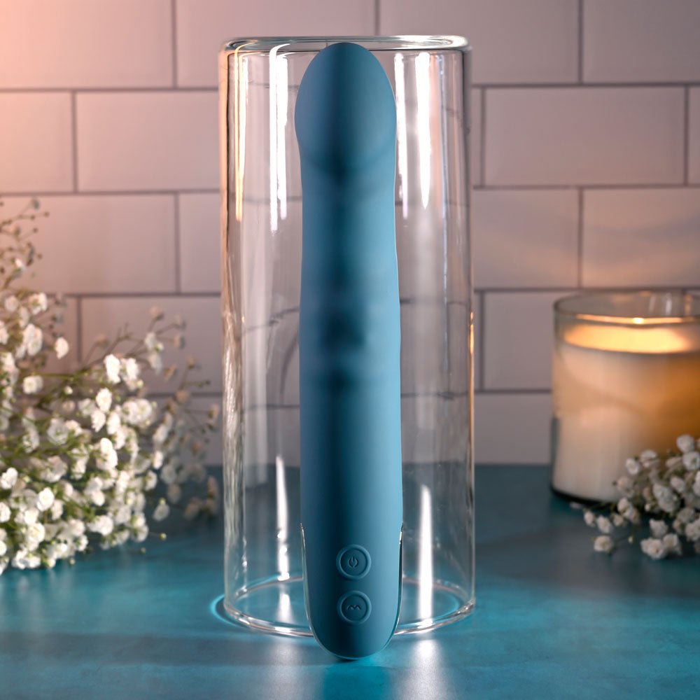 Evolved QUEEN OF ALL TRADES - Blue 22.6 cm USB Rechargeable Thrusting & Rotating Vibrator - VIBRATORS - Mr and Mrs D's