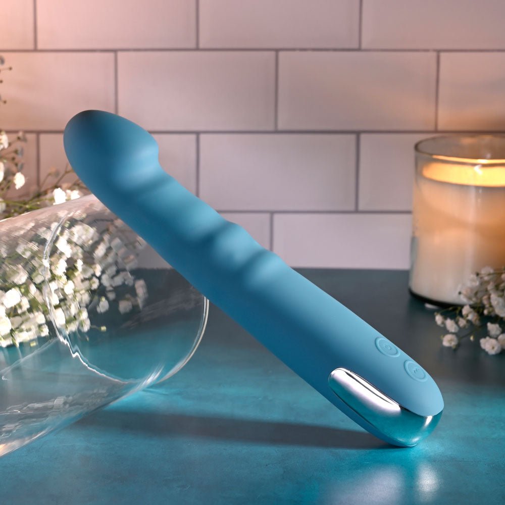 Evolved QUEEN OF ALL TRADES - Blue 22.6 cm USB Rechargeable Thrusting & Rotating Vibrator - VIBRATORS - Mr and Mrs D's