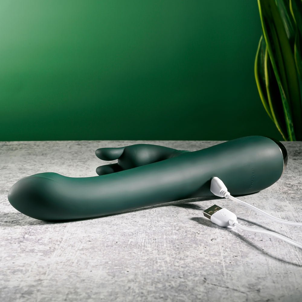 Evolved RABBIT TAP TAP - Green 25 cm USB Rechargeable Rabbit Vibrator with Tapping Tip - VIBRATORS - Mr and Mrs D's