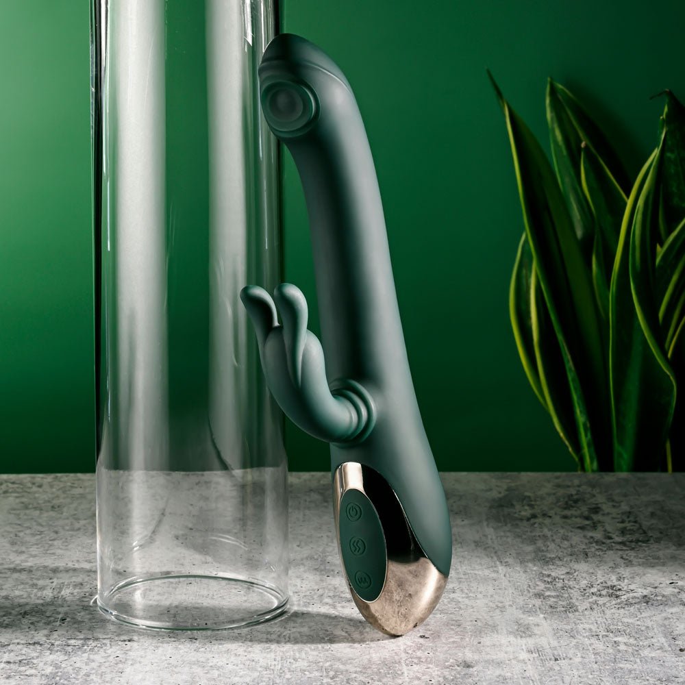 Evolved RABBIT TAP TAP - Green 25 cm USB Rechargeable Rabbit Vibrator with Tapping Tip - VIBRATORS - Mr and Mrs D's