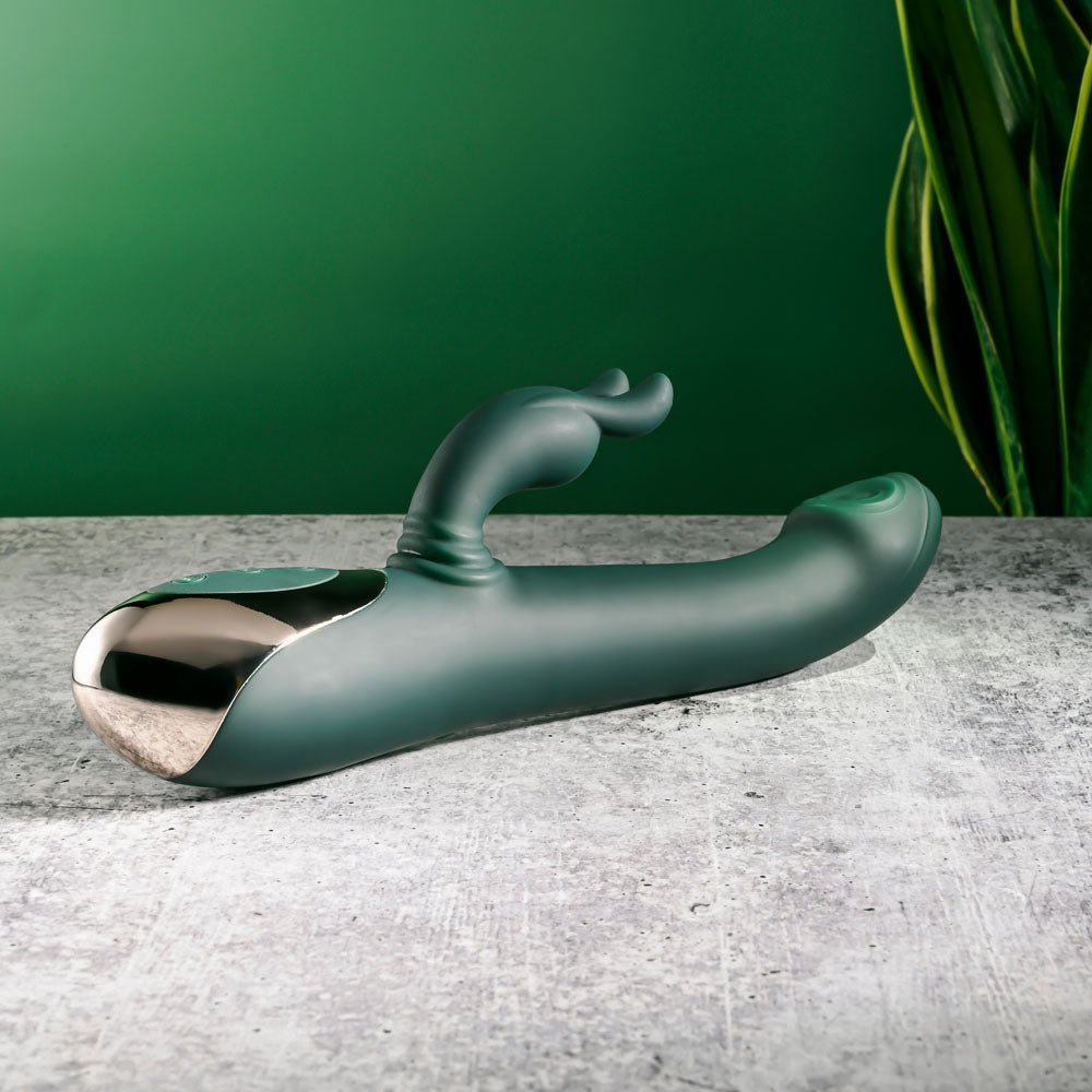 Evolved RABBIT TAP TAP - Green 25 cm USB Rechargeable Rabbit Vibrator with Tapping Tip - VIBRATORS - Mr and Mrs D's