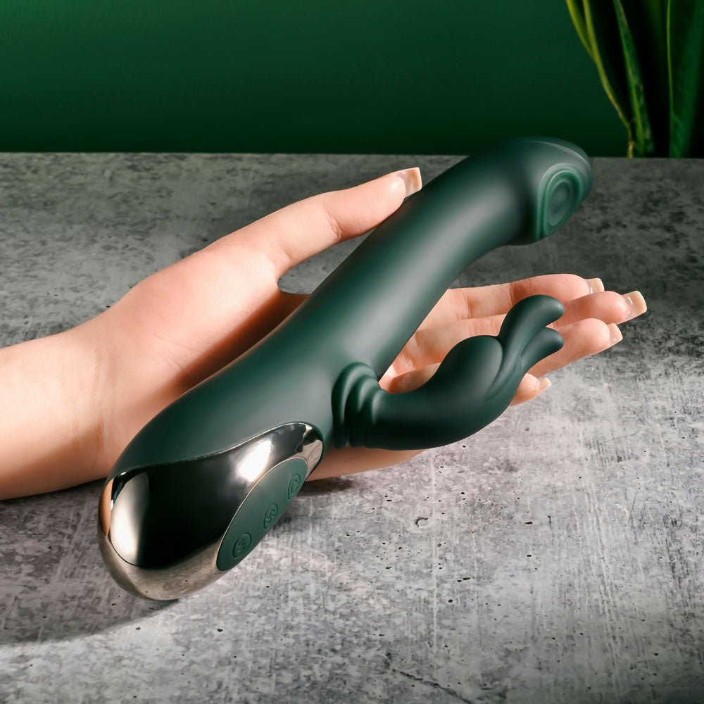 Evolved RABBIT TAP TAP - Green 25 cm USB Rechargeable Rabbit Vibrator with Tapping Tip - VIBRATORS - Mr and Mrs D's