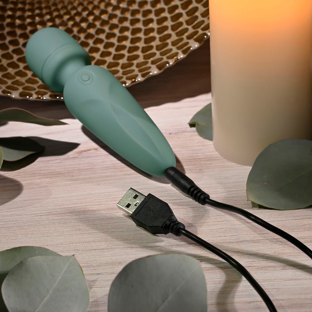 Evolved RUMBLE WAND - Olive Greeb 13.4 USB Rechargeable Mini Massage Wand - Mr and Mrs D's