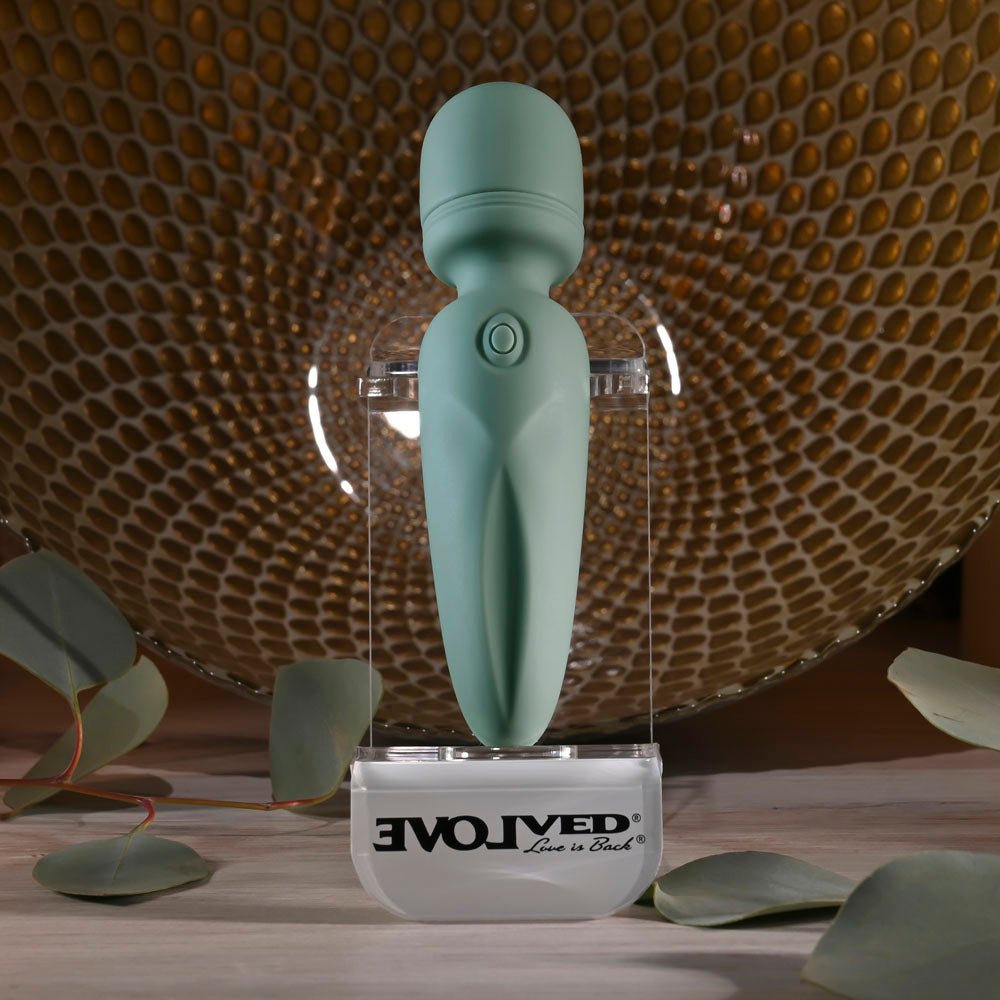 Evolved RUMBLE WAND - Olive Greeb 13.4 USB Rechargeable Mini Massage Wand - Mr and Mrs D's