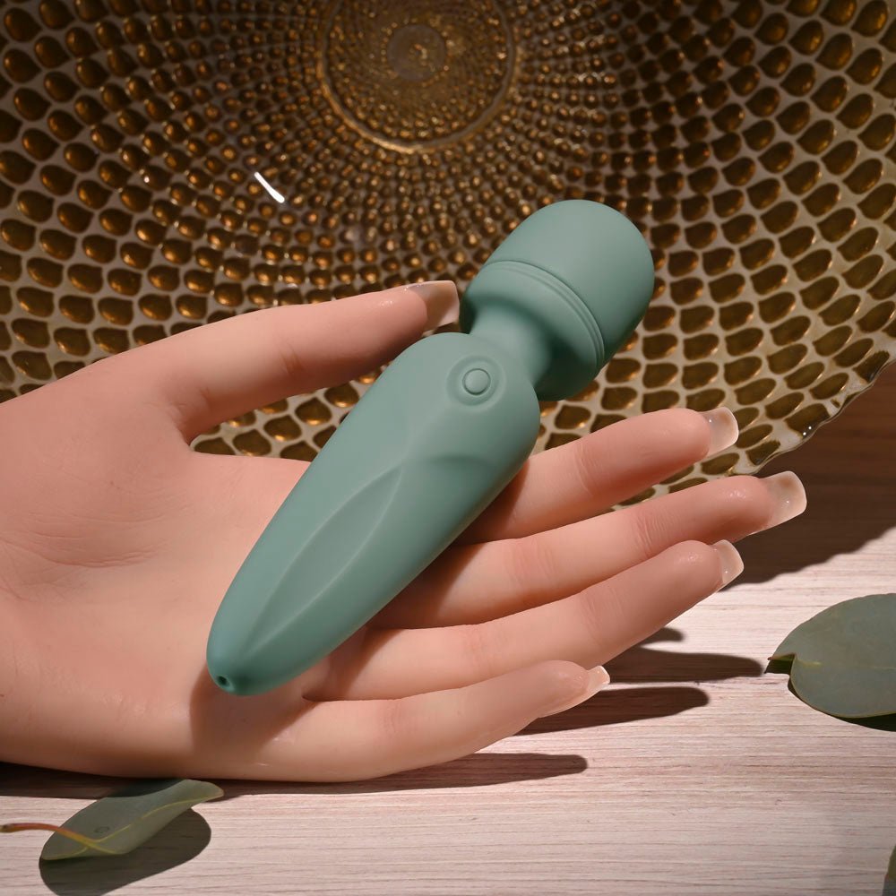 Evolved RUMBLE WAND - Olive Greeb 13.4 USB Rechargeable Mini Massage Wand - Mr and Mrs D's