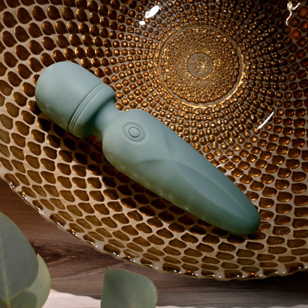 Evolved RUMBLE WAND - Olive Greeb 13.4 USB Rechargeable Mini Massage Wand - Mr and Mrs D's