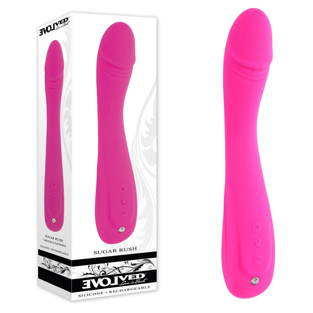 Evolved SUGAR RUSH - Pink 21.6 cm USB Rechargeable Vibrator - Mr and Mrs D's
