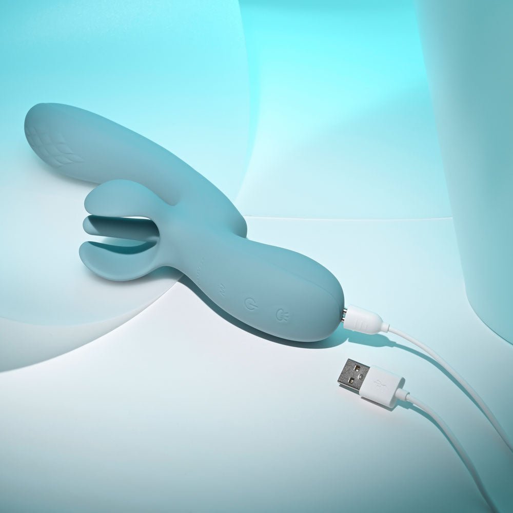 Evolved TAKE YOUR FLICK - Grey 24.1 cm USB Rechargeable Vibrator with Flicking Clitoral Stimulator - Mr and Mrs D's
