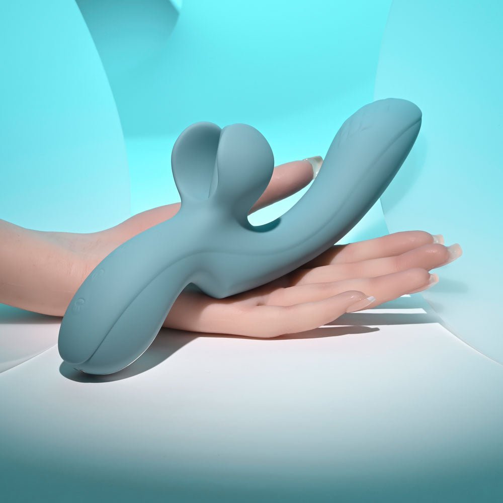 Evolved TAKE YOUR FLICK - Grey 24.1 cm USB Rechargeable Vibrator with Flicking Clitoral Stimulator - Mr and Mrs D's
