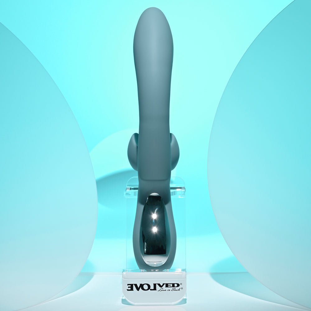 Evolved TAKE YOUR FLICK - Grey 24.1 cm USB Rechargeable Vibrator with Flicking Clitoral Stimulator - Mr and Mrs D's