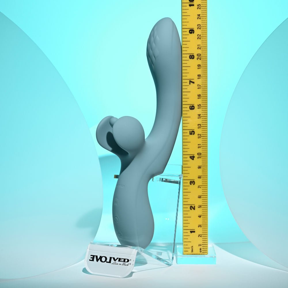 Evolved TAKE YOUR FLICK - Grey 24.1 cm USB Rechargeable Vibrator with Flicking Clitoral Stimulator - Mr and Mrs D's