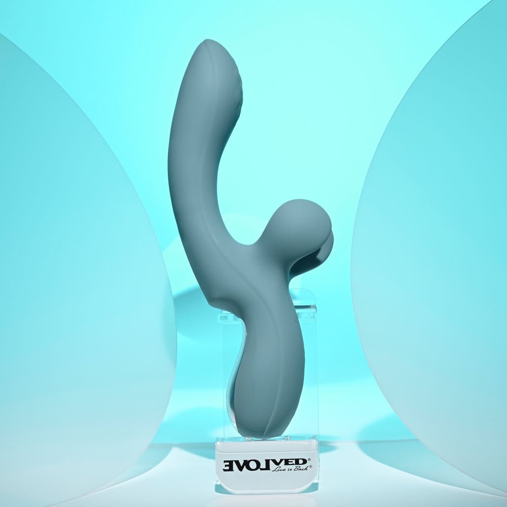 Evolved TAKE YOUR FLICK - Grey 24.1 cm USB Rechargeable Vibrator with Flicking Clitoral Stimulator - Mr and Mrs D's