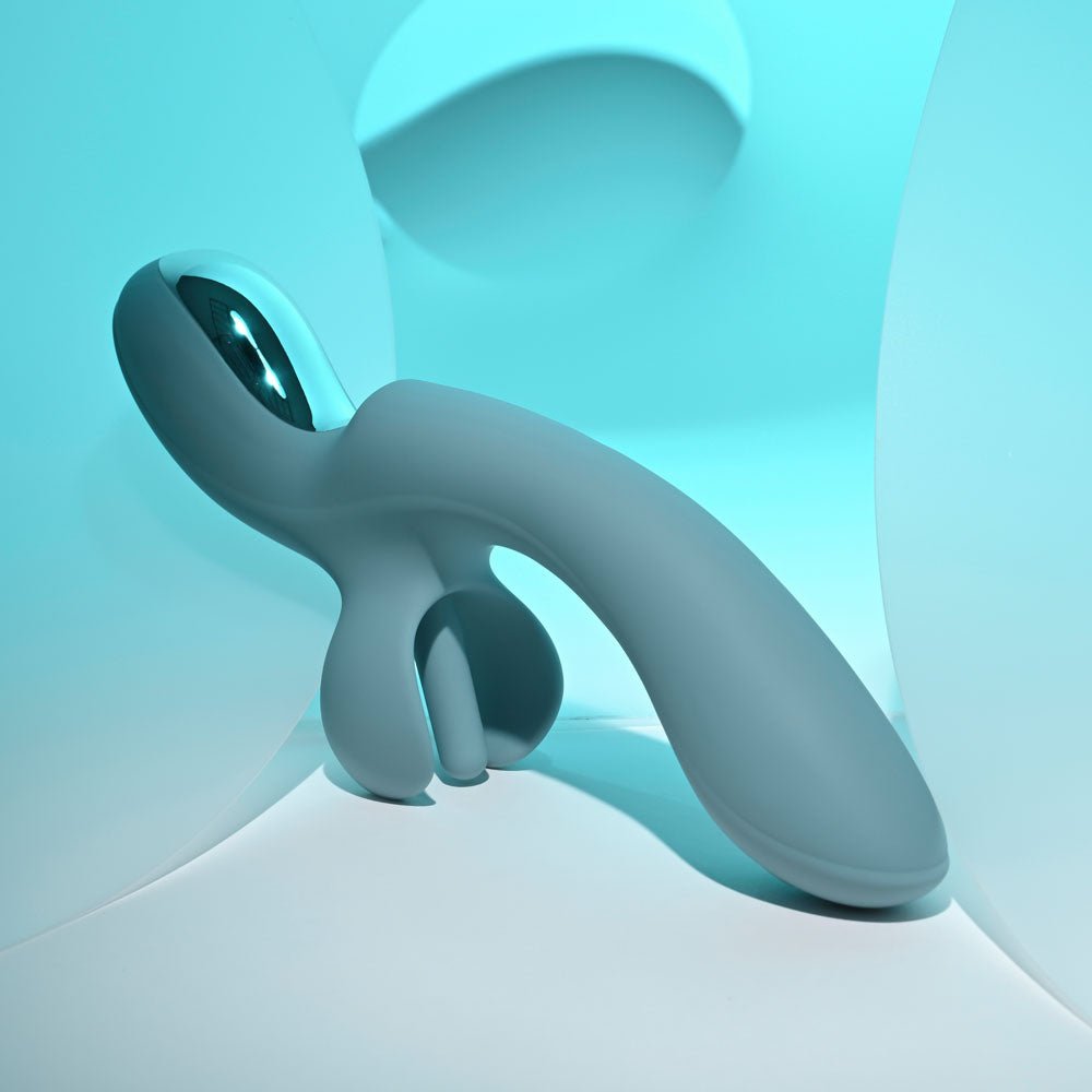 Evolved TAKE YOUR FLICK - Grey 24.1 cm USB Rechargeable Vibrator with Flicking Clitoral Stimulator - Mr and Mrs D's