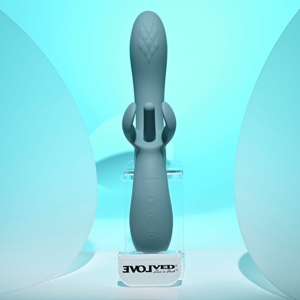 Evolved TAKE YOUR FLICK - Grey 24.1 cm USB Rechargeable Vibrator with Flicking Clitoral Stimulator - Mr and Mrs D's