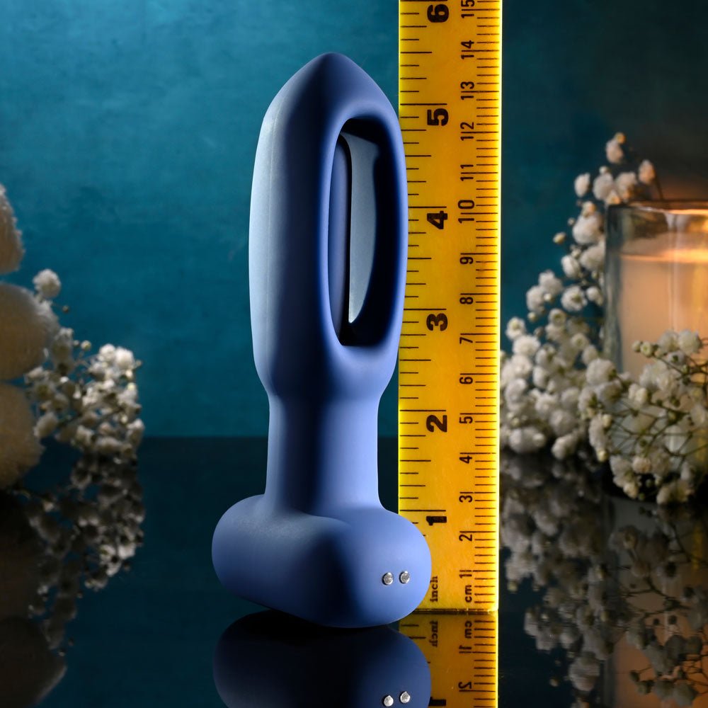 Evolved THE FLAPPER - Blue 14 cm USB Rechargeable Vibrating and Flapping Butt Plug with Remote - ANAL TOYS - Mr and Mrs D's