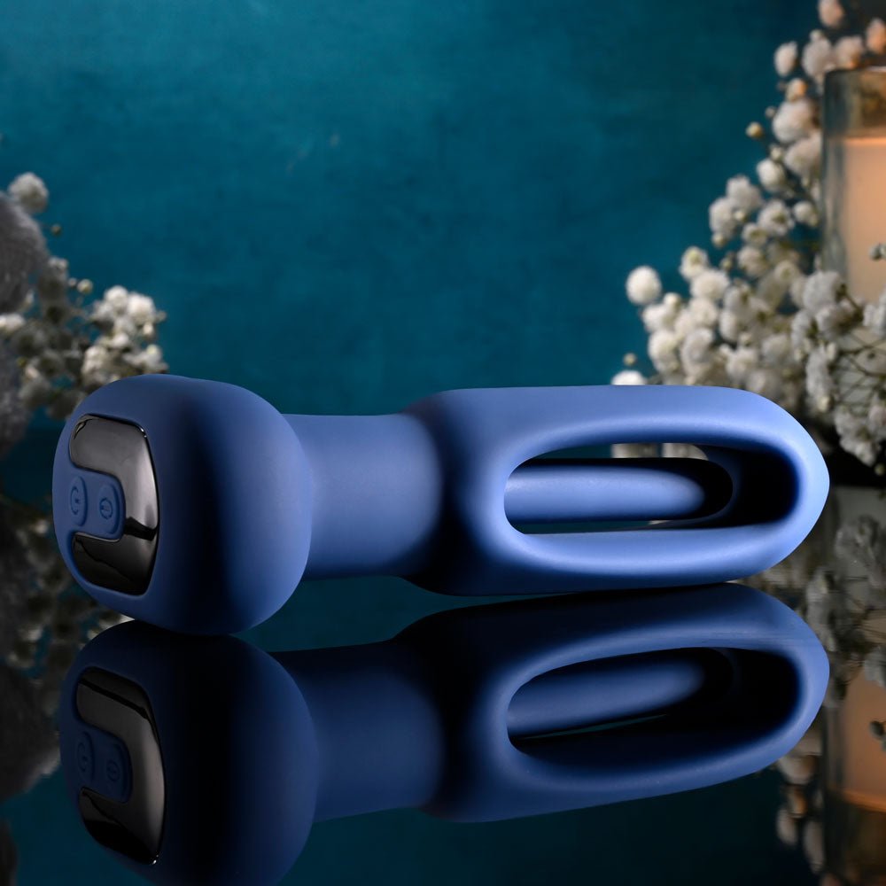 Evolved THE FLAPPER - Blue 14 cm USB Rechargeable Vibrating and Flapping Butt Plug with Remote - ANAL TOYS - Mr and Mrs D's