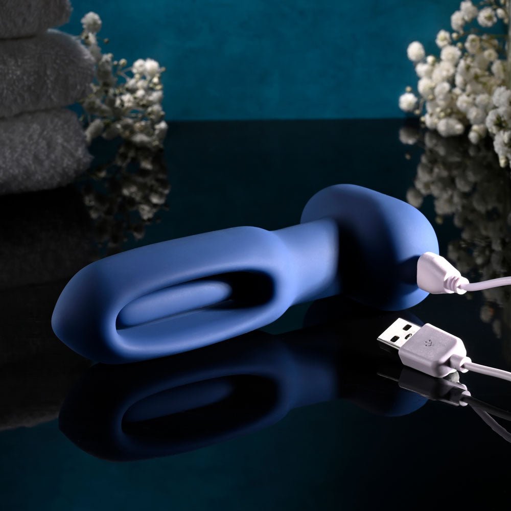 Evolved THE FLAPPER - Blue 14 cm USB Rechargeable Vibrating and Flapping Butt Plug with Remote - ANAL TOYS - Mr and Mrs D's