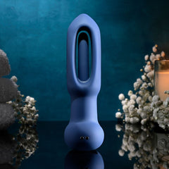 Evolved THE FLAPPER - Blue 14 cm USB Rechargeable Vibrating and Flapping Butt Plug with Remote - ANAL TOYS - Mr and Mrs D's
